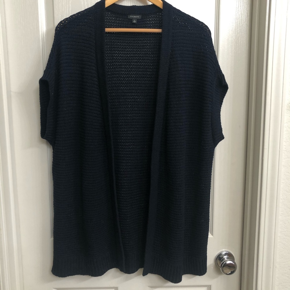 Talbots Knitted Open Front Long Sweater Sleeveless - Picture 1 of 6